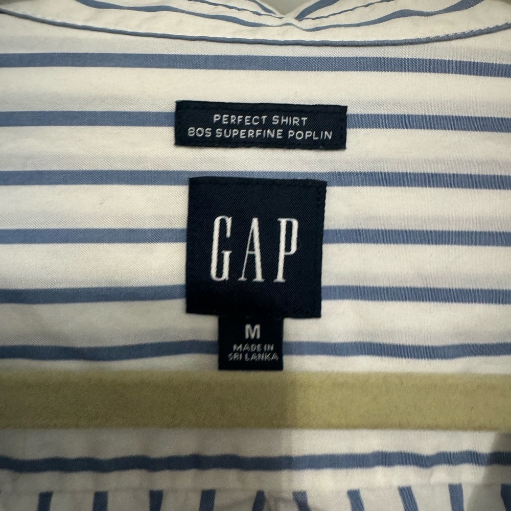 GAP Classic Blue and White Striped Poplin Shirt - Picture 2 of 5
